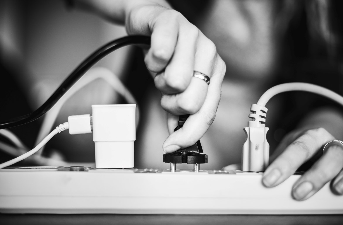 black and white blurred background cables