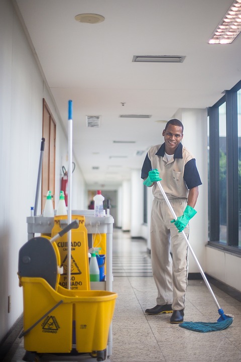 Cleaner with broom